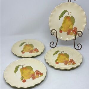 CRATE & BARREL Set of 4 Harvest Fruit Salad Plates